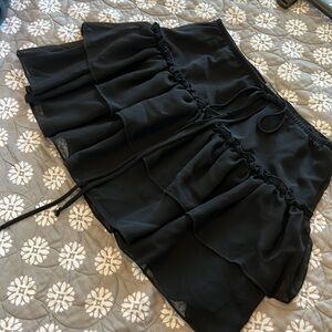 Wild Fable Black Mini Skater Skirt with Ruffled Tiers